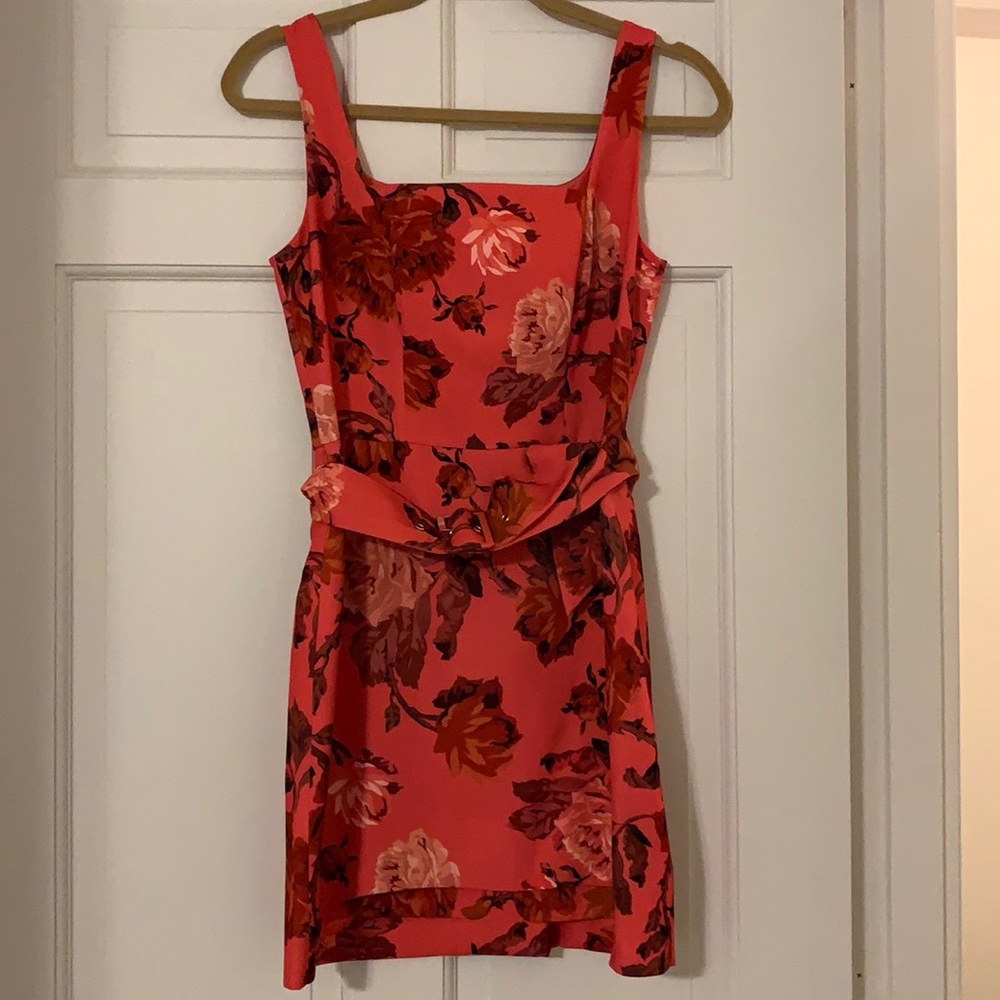 Hot pink cocktail dress with belt